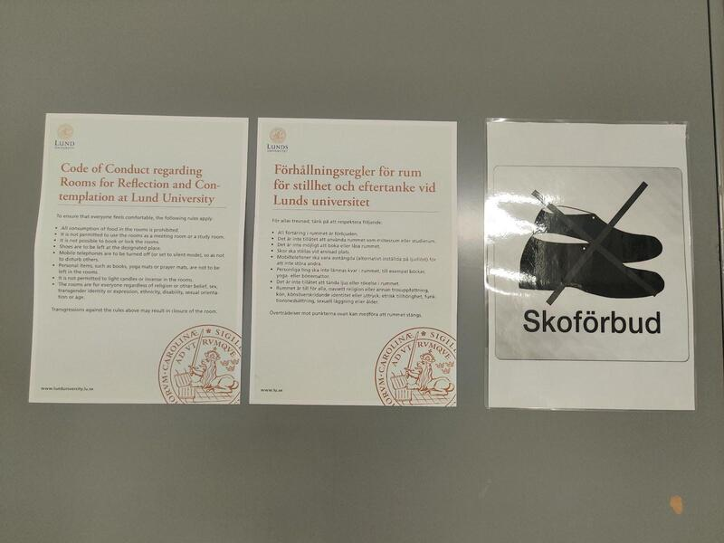 An image of the code of conduct for the room for contemplation.